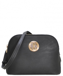 Messenger Handbag Design Faux Leather Classic Style WU040 NC BLACK